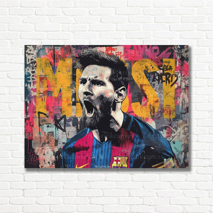 Lionel Messi legendary soccer graffiti canvas print