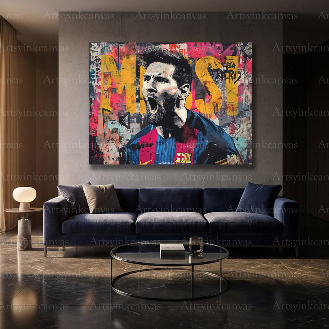 Lionel Messi football street art wall decor
