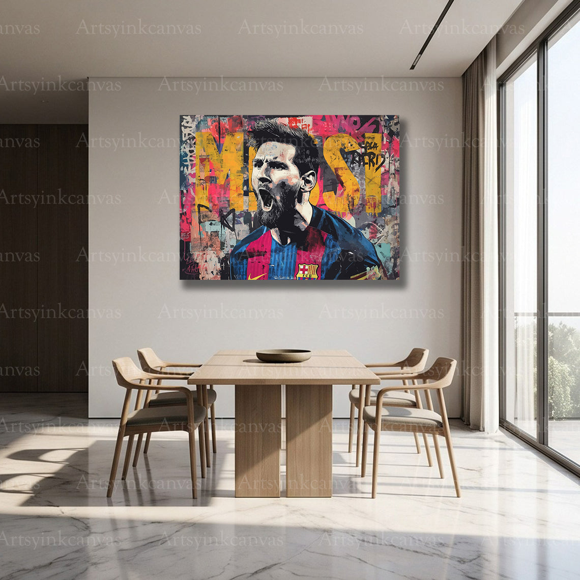 Messi champion soccer canvas art