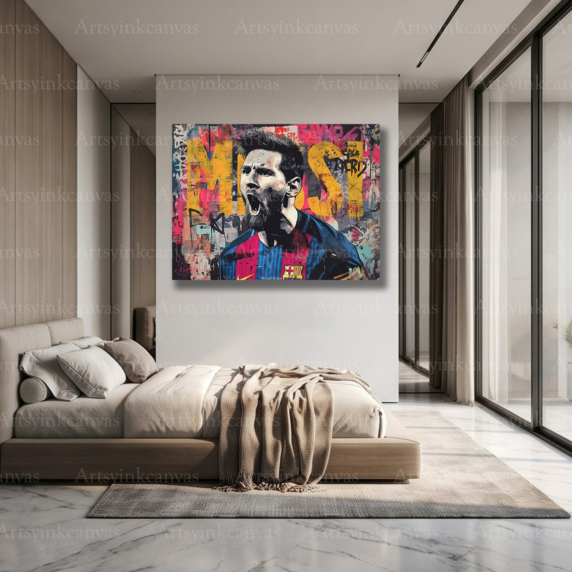 Premium Lionel Messi graffiti wall art