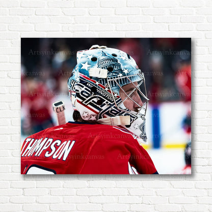 Logan Thompson Washington Capitals portrait canvas print