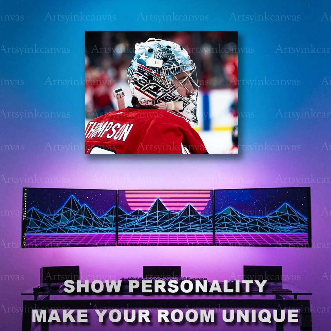 Logan Thompson goalie headshot artwork