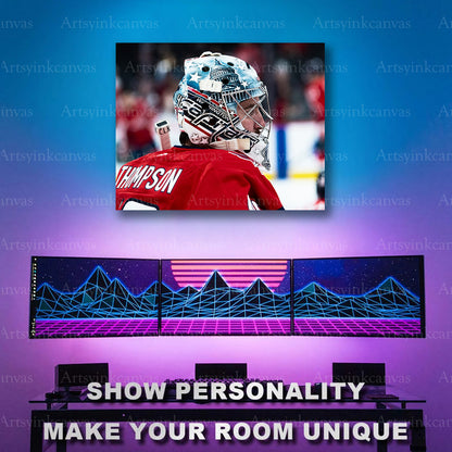 Logan Thompson goalie headshot artwork