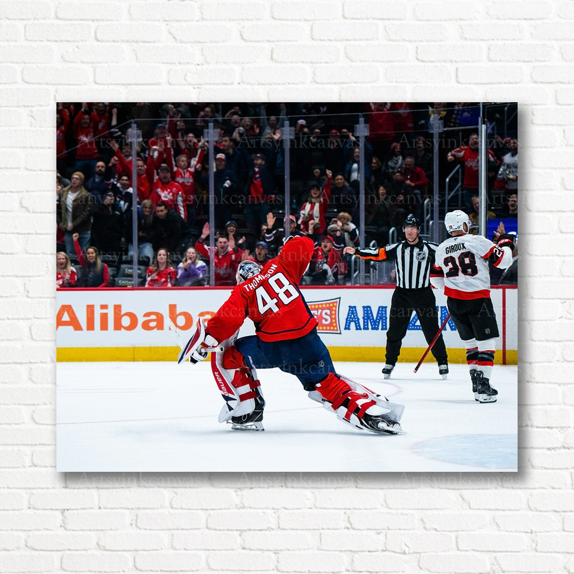 Logan Thompson Washington Capitals victory canvas print