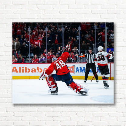 Logan Thompson Washington Capitals victory canvas print