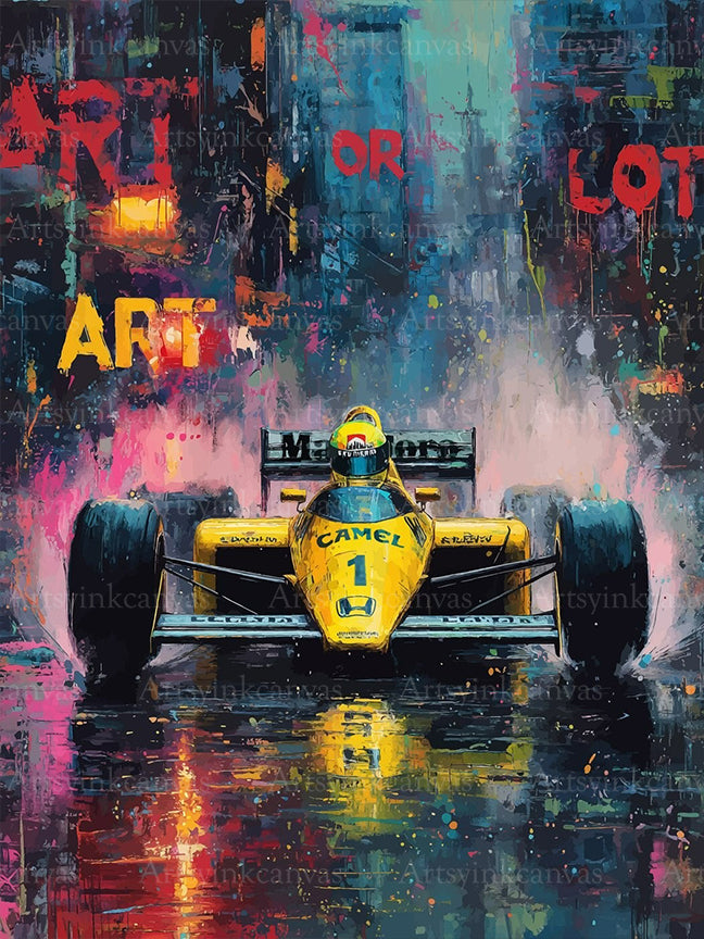 Lotus 97T Formula 1 graffiti canvas wall art