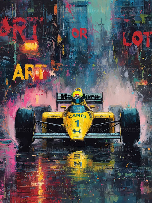 Lotus 97T Formula 1 graffiti canvas wall art