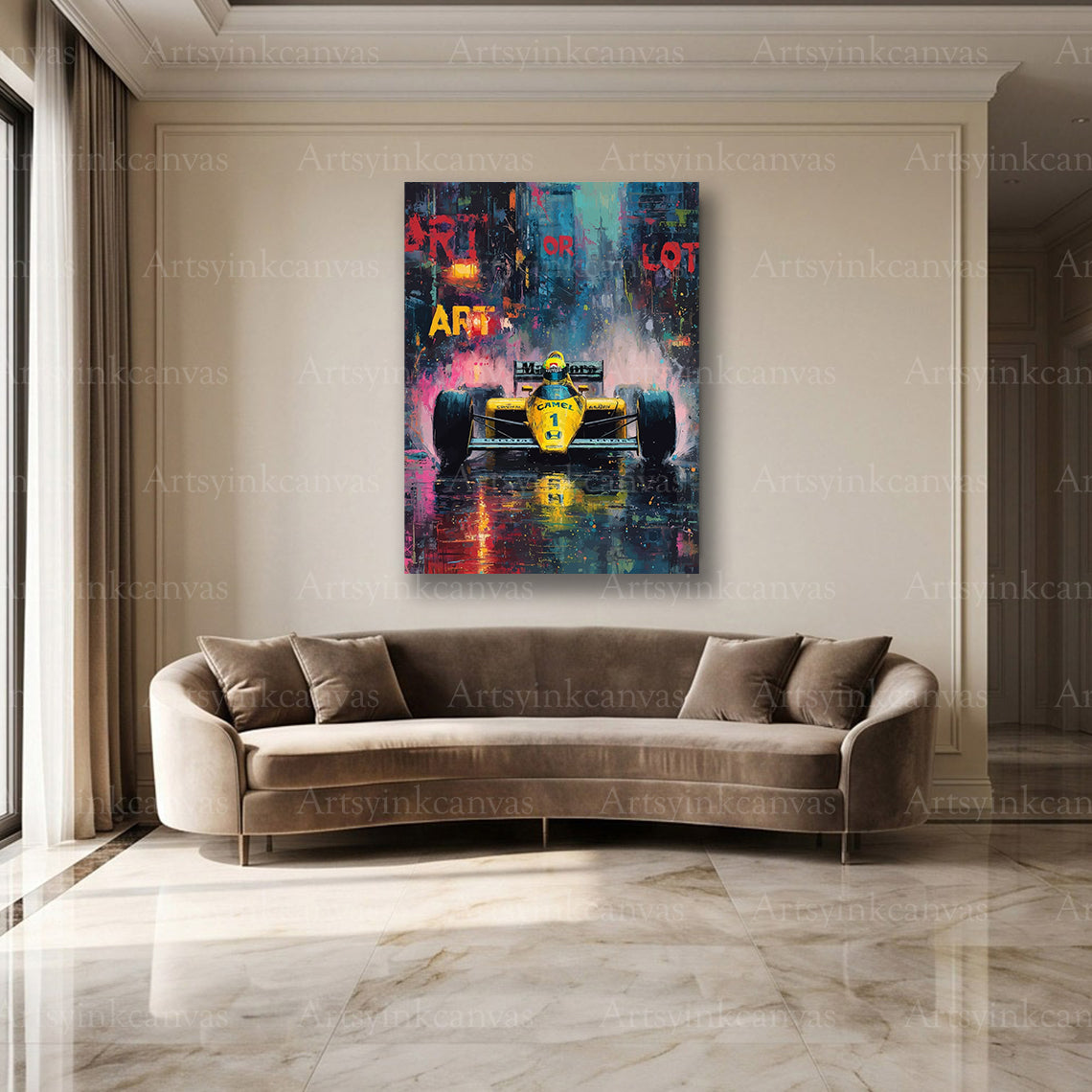 Lotus 97T Formula One street art wall decor