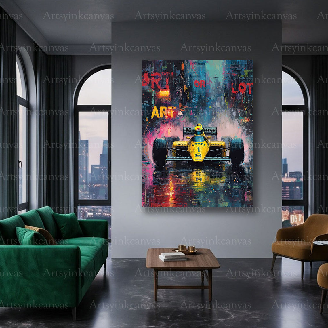 Lotus 97T racing car urban canvas art