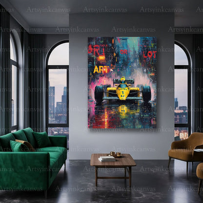 Lotus 97T racing car urban canvas art