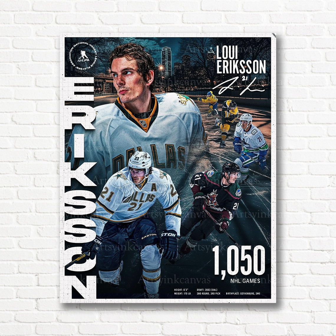 Loui Eriksson NHL career collage canvas print
