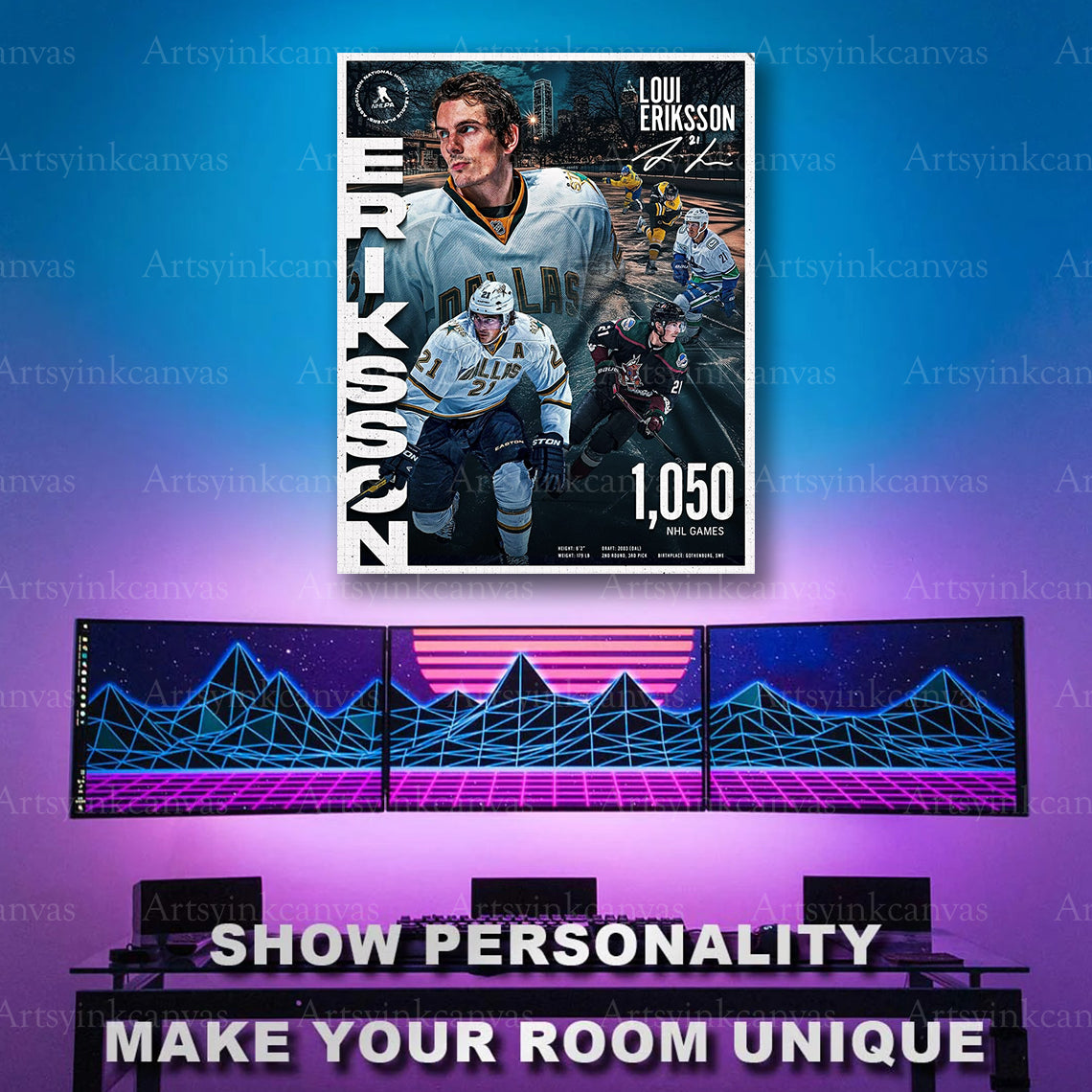 Loui Eriksson Stars Canucks Bruins Coyotes artwork