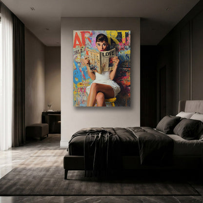 Premium Audrey Hepburn graffiti canvas print