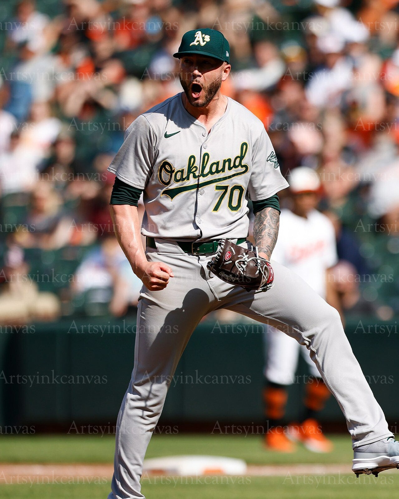 Lucas Erceg celebration Oakland Athletics canvas wall art
