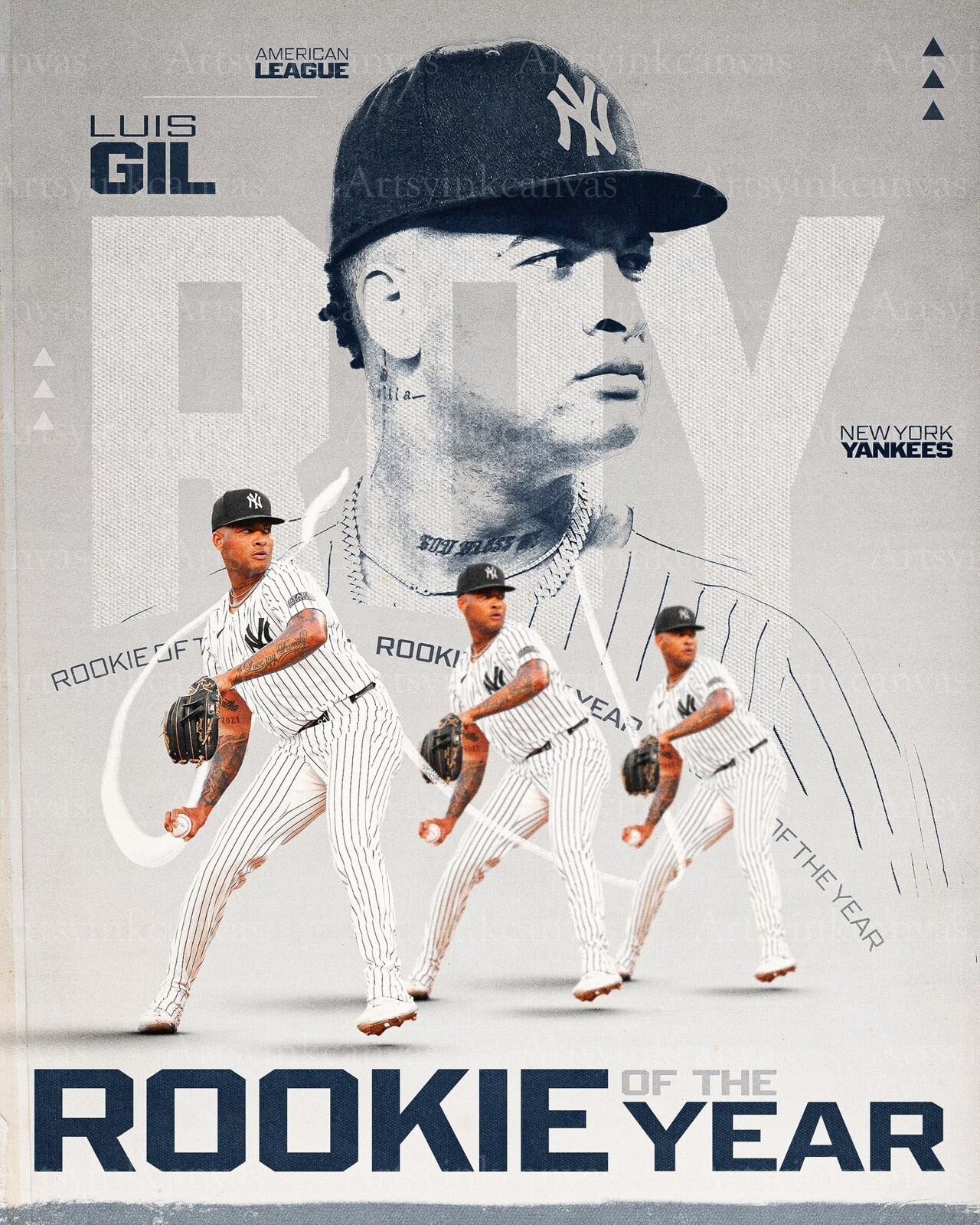 Luis Gil 2024 Rookie of the Year New York Yankees canvas wall art