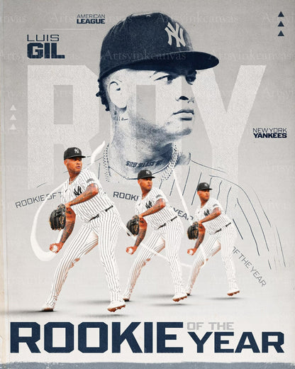 Luis Gil 2024 Rookie of the Year New York Yankees canvas wall art