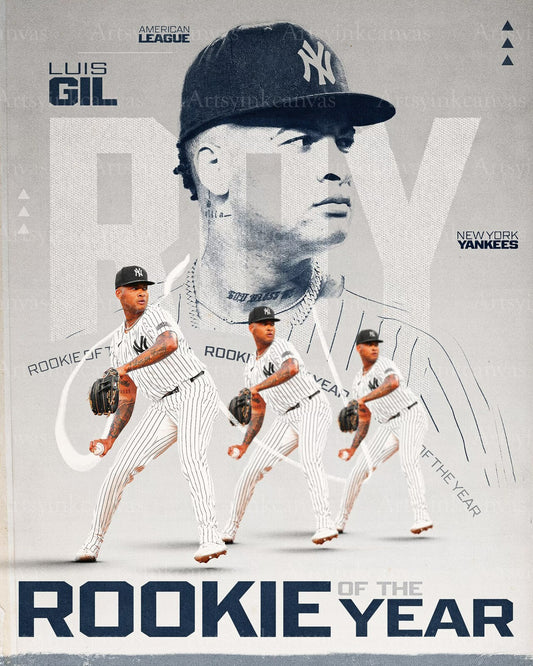 Luis Gil 2024 Rookie of the Year New York Yankees canvas wall art