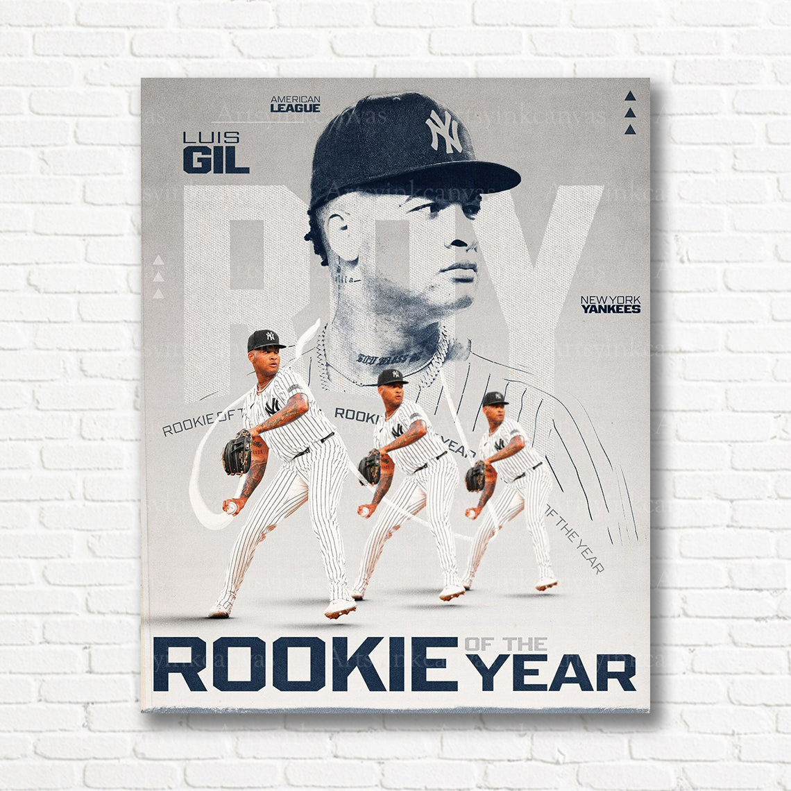 Luis Gil Yankees Rookie of the Year canvas print
