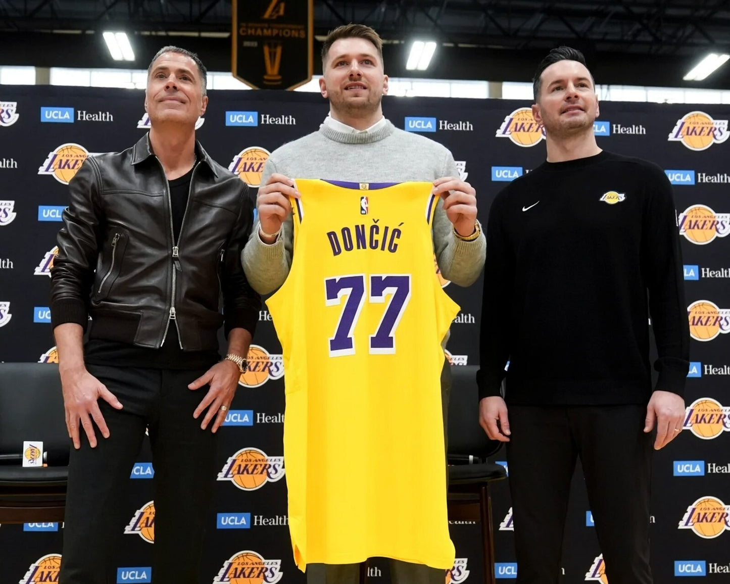 Luka Dončić signs with the Los Angeles Lakers canvas wall art