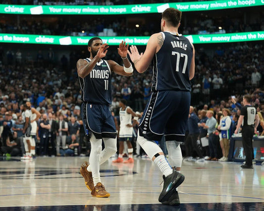 Luka Dončić Kyrie Irving celebration canvas wall art