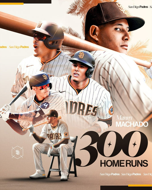 Manny Machado 300 career home runs collage canvas wall art