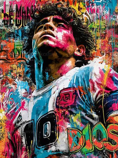 Maradona graffiti canvas wall art