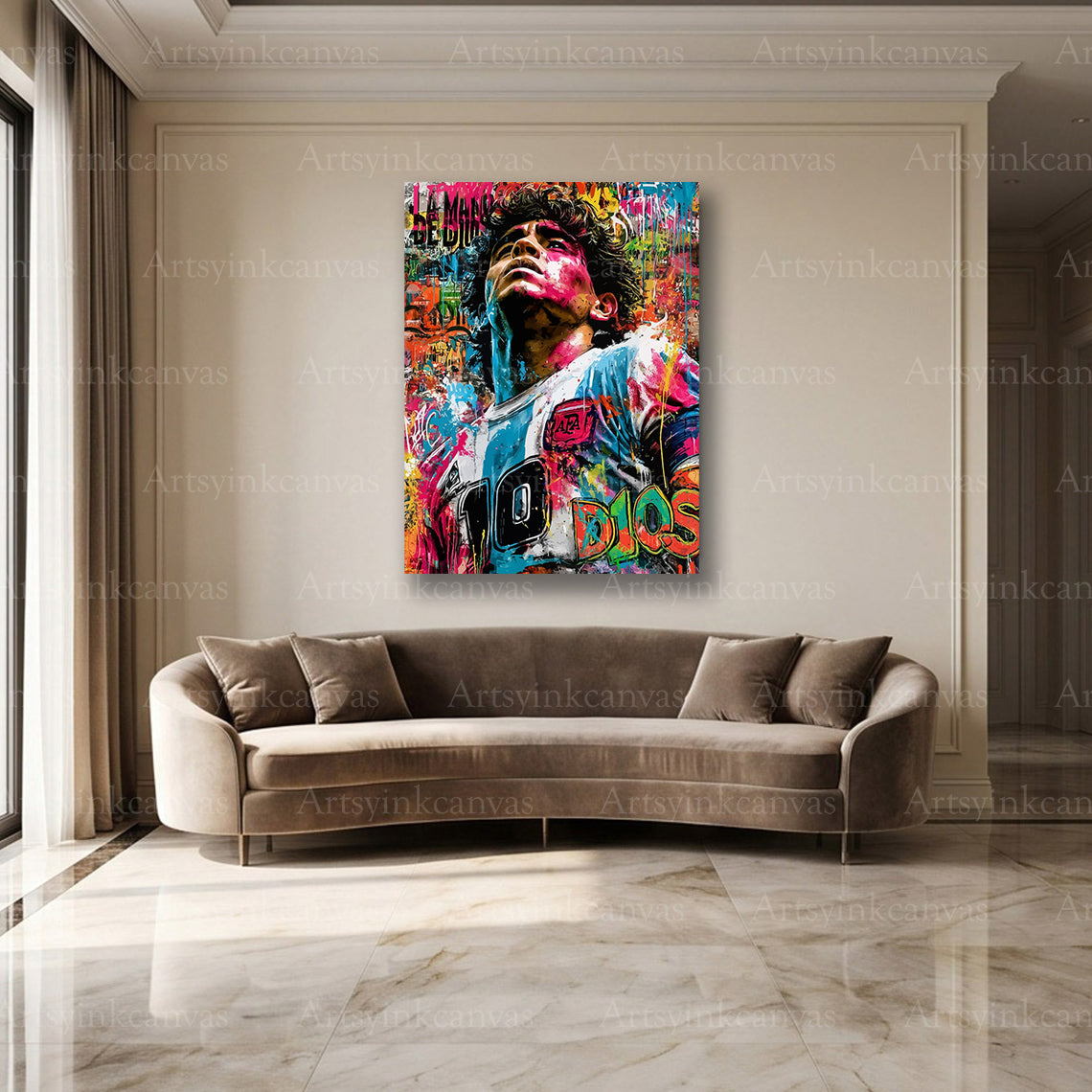 Maradona Argentina soccer graffiti wall decor