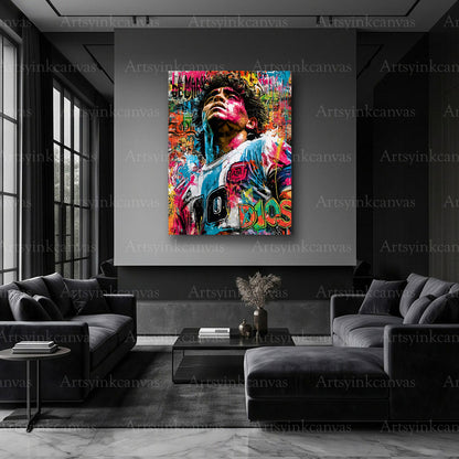 Diego Maradona No. 10 urban football artwork