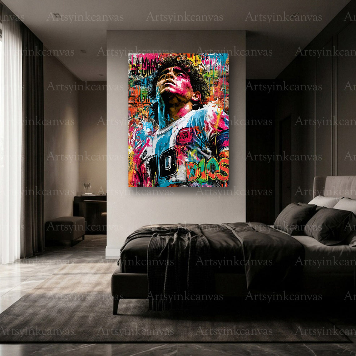 Premium Maradona graffiti wall art