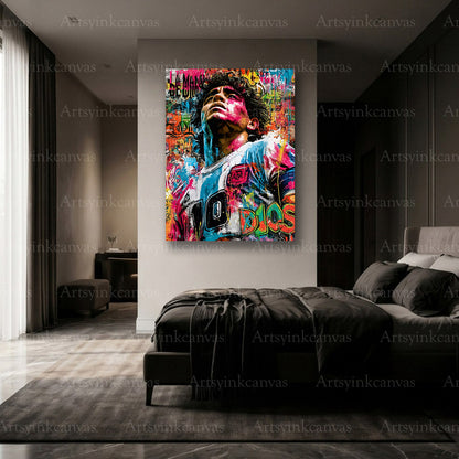 Premium Maradona graffiti wall art