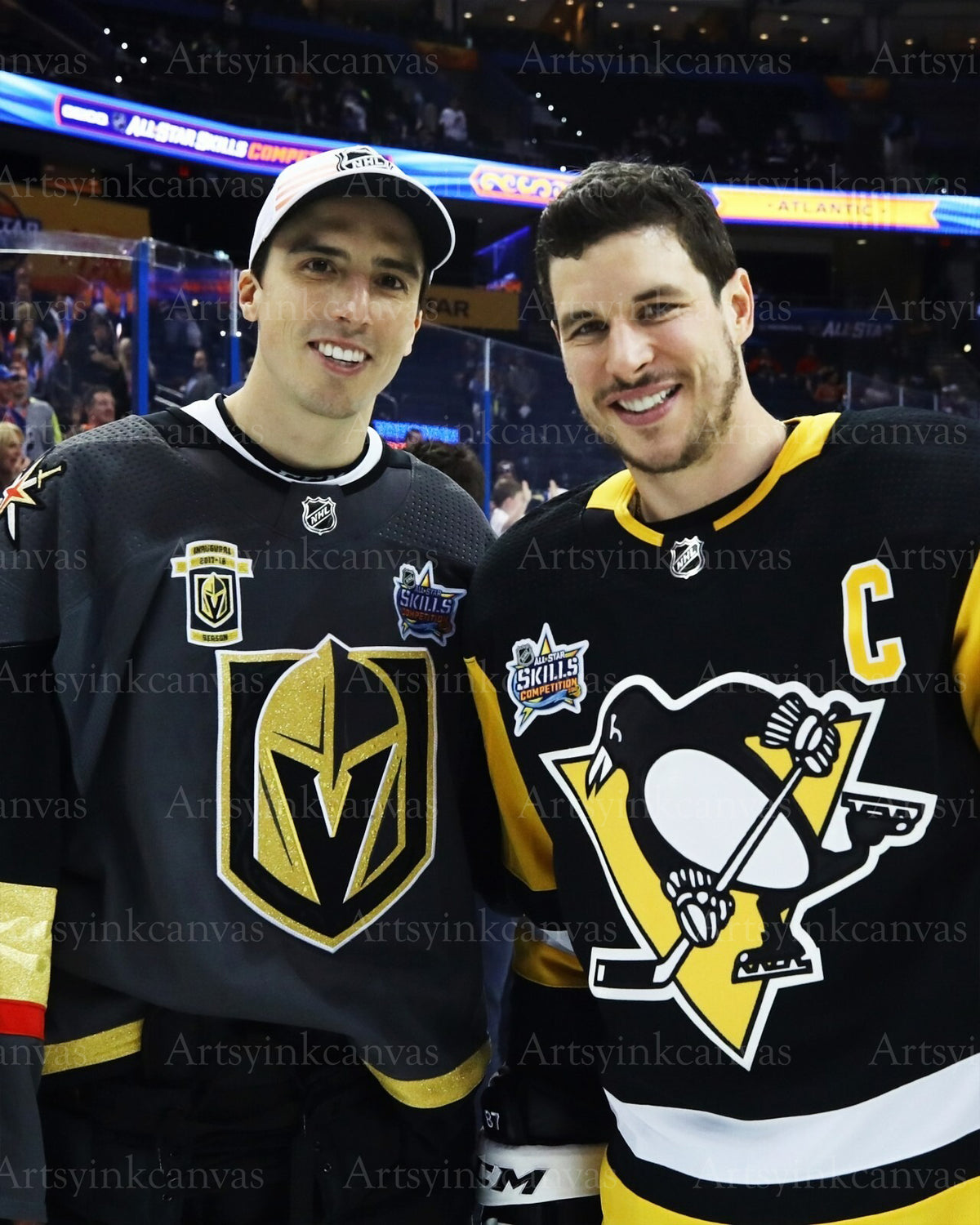 Marc-Andre Fleury and Sidney Crosby 2024 ASG canvas wall art