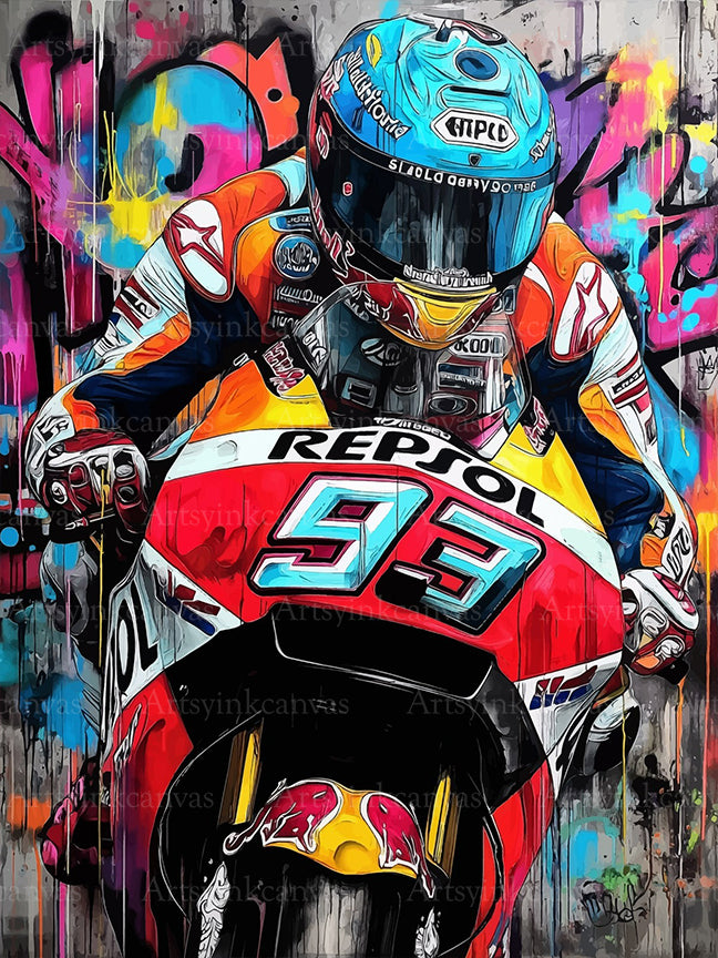 Marc Márquez graffiti canvas wall art