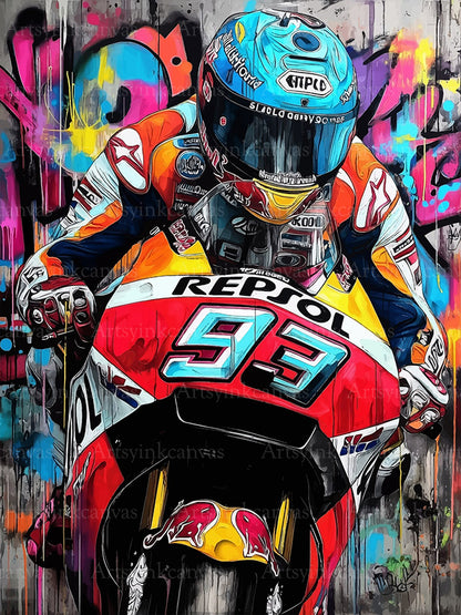 Marc Márquez graffiti canvas wall art