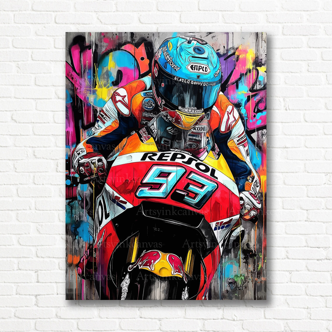 Marc Márquez MotoGP graffiti canvas print