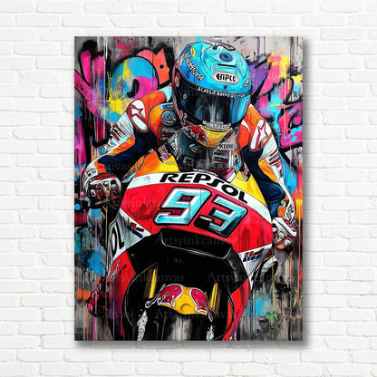 Marc Márquez MotoGP graffiti canvas print