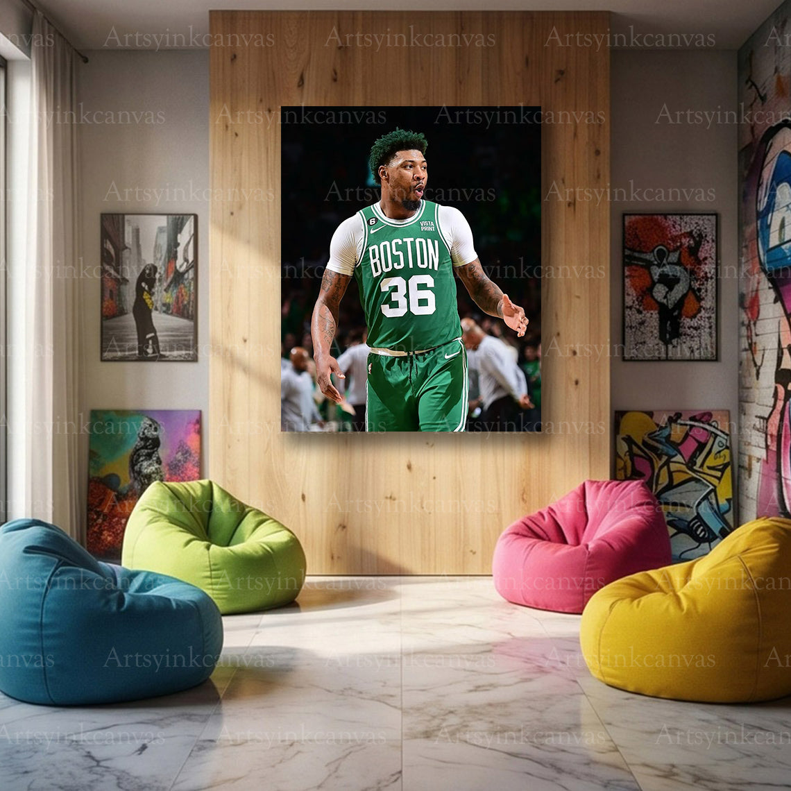 Marcus Smart Boston Celtics Canvas Wall Art | NBA Defensive Legend Sports Decor