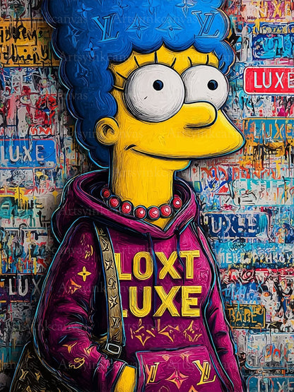 Marge Simpson graffiti canvas wall art