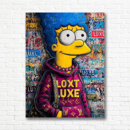 Marge Simpson colorful graffiti canvas print