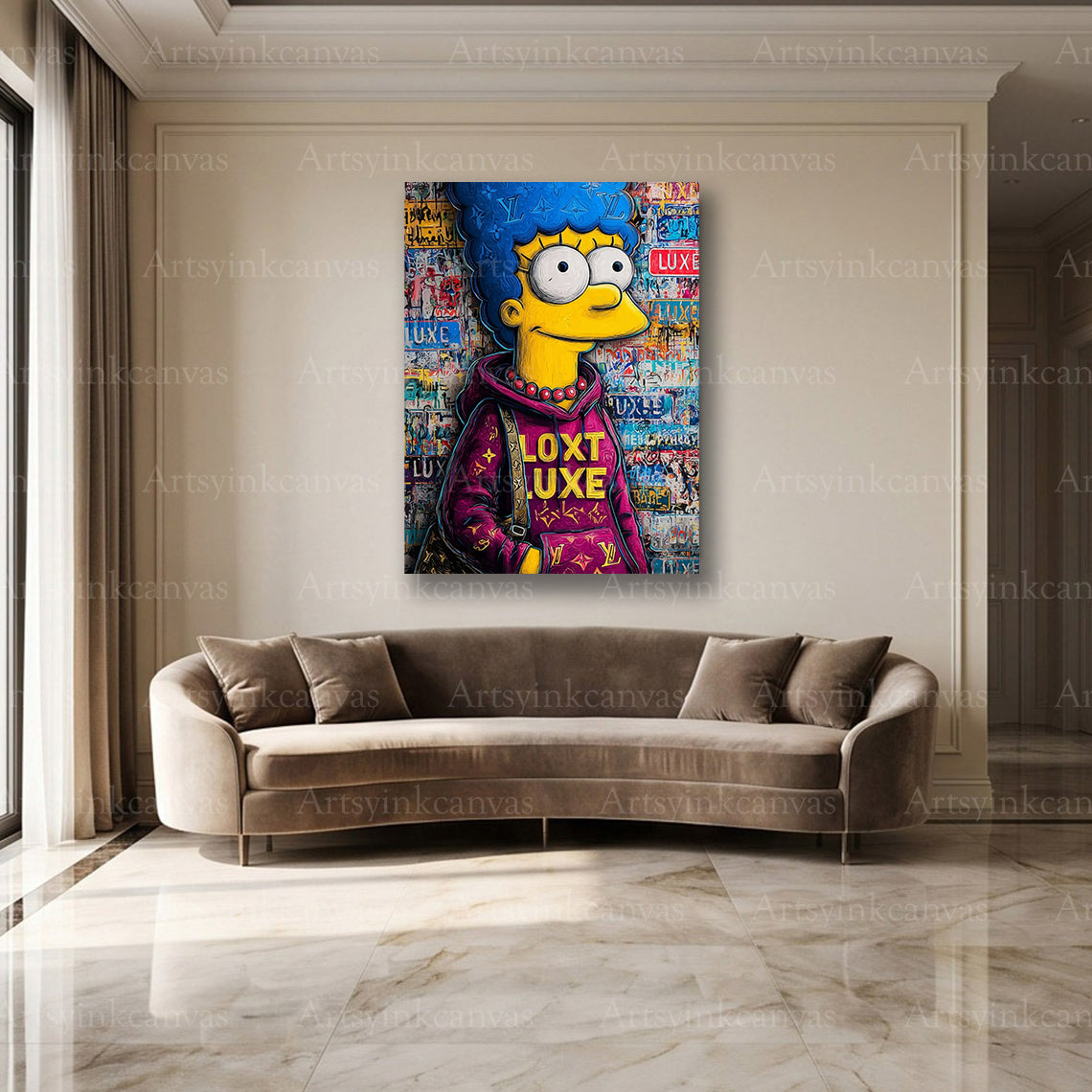 Marge Simpson cartoon street art wall decor