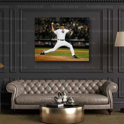 Premium Mariano Rivera Yankees pitching canvas art