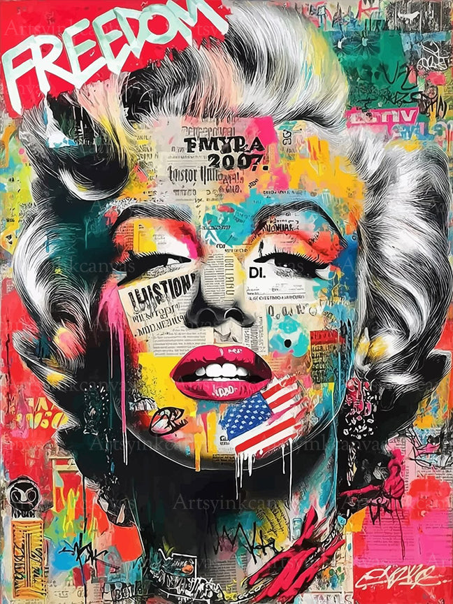 Marilyn Monroe Dream of Freedom graffiti canvas wall art