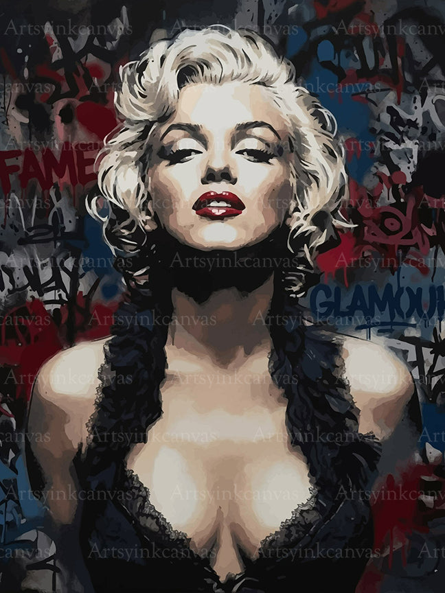 Marilyn Monroe Fame and Glamour graffiti canvas wall art