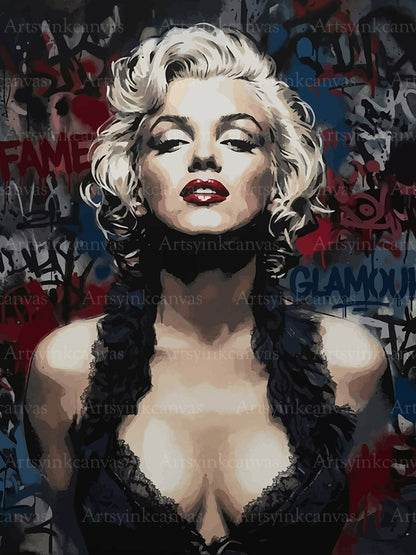 Marilyn Monroe Fame and Glamour graffiti canvas wall art