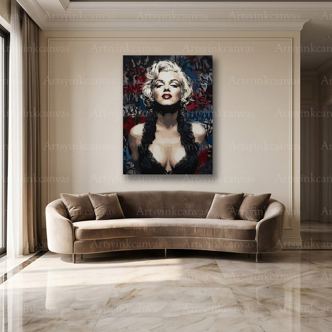 Marilyn Monroe Hollywood graffiti wall decor
