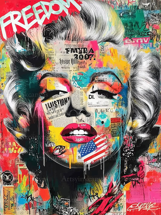 Marilyn Monroe graffiti art canvas wall art