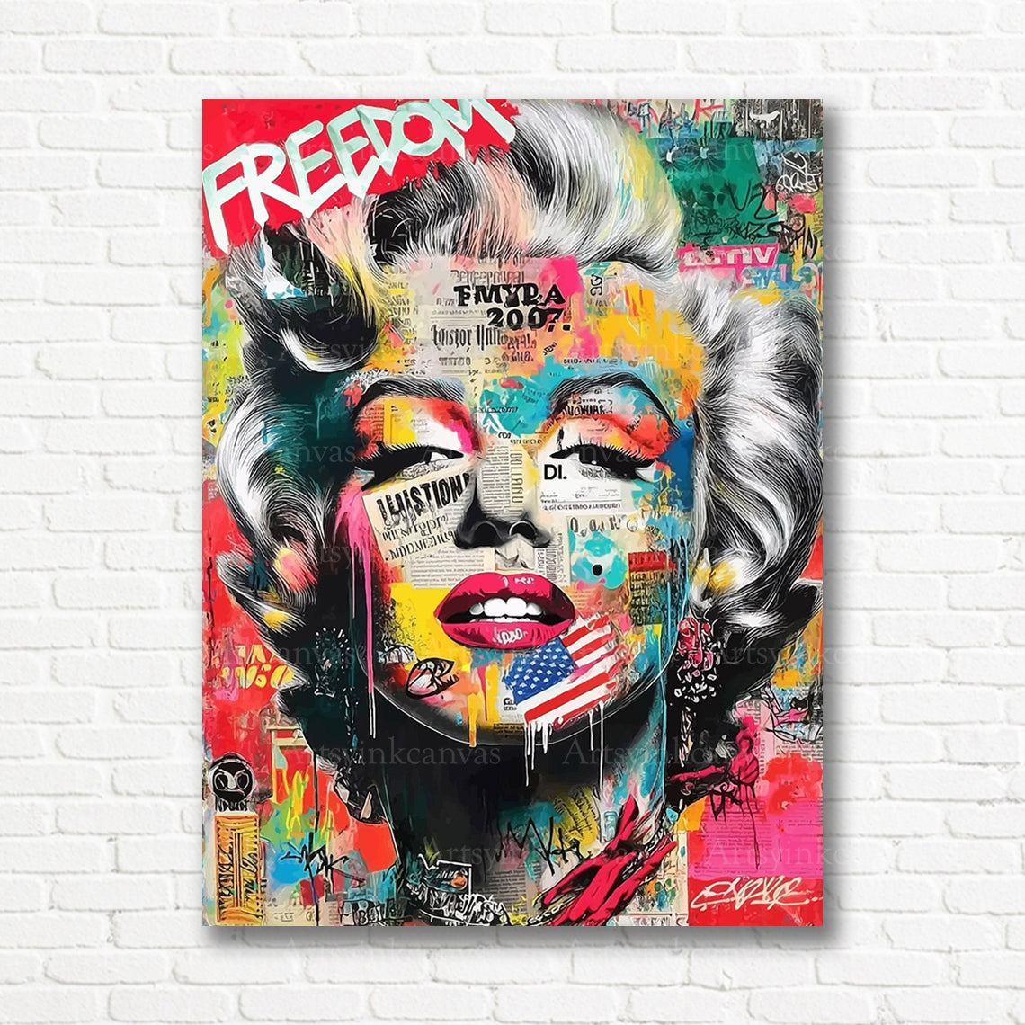 Marilyn Monroe graffiti style canvas print