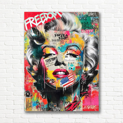 Marilyn Monroe graffiti style canvas print