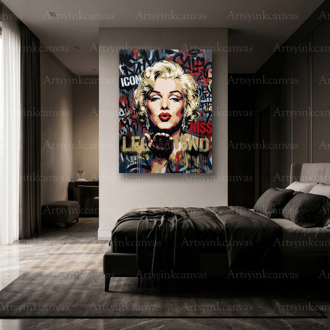 Premium Marilyn Monroe graffiti canvas wall art