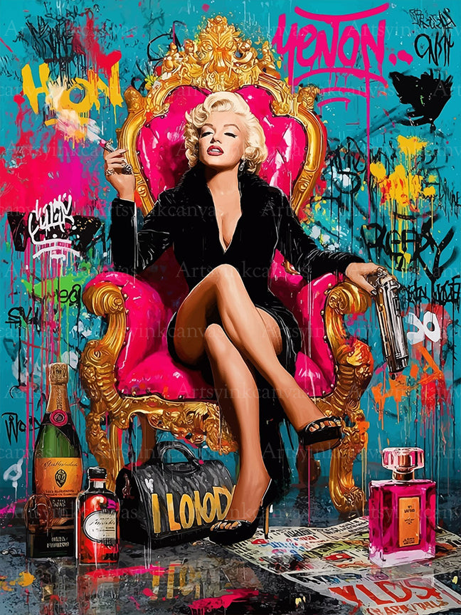Marilyn Monroe luxury graffiti canvas wall art