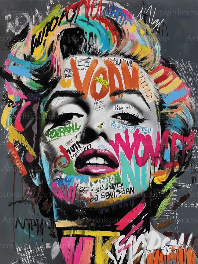 Marilyn Monroe Silver Screen Muse graffiti canvas wall art for USA homes